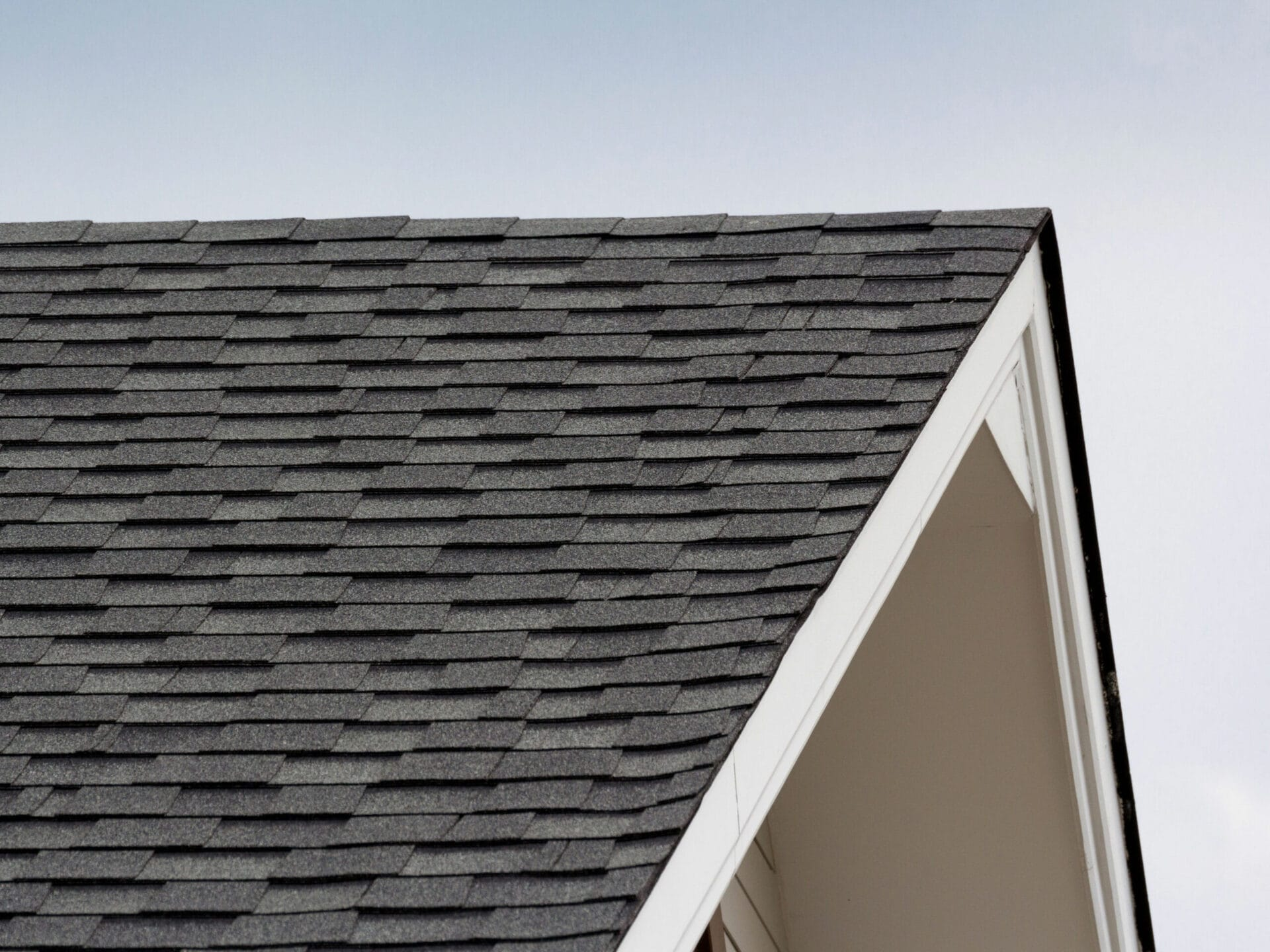 Close detail of a newly installed architectural shingle roof